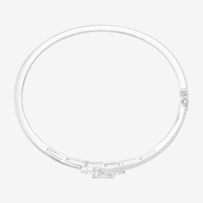 Diamonart White Cubic Zirconia Sterling Silver Bangle Bracelet