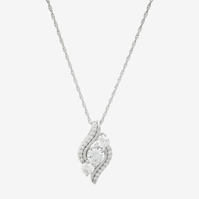 Diamonart Womens White Cubic Zirconia Sterling Silver Pendant Necklace