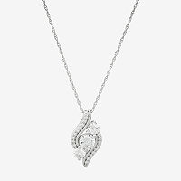 Diamonart Womens White Cubic Zirconia Sterling Silver Pendant Necklace, One Size, Silver
