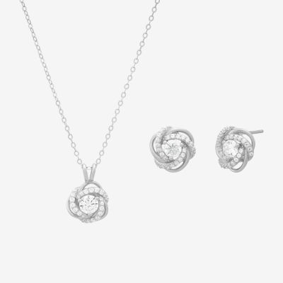 Diamonart White Cubic Zirconia Sterling Silver Knot 2-pc. Jewelry Set
