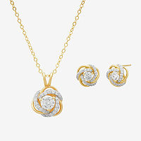 Diamonart 1 1/3 CT. T.W. White Cubic Zirconia 14K Gold Over Silver 2-pc. Jewelry Set, One Size