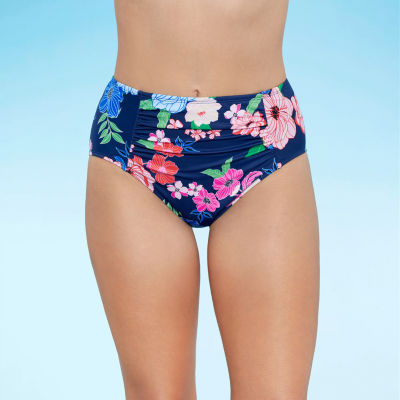 Liz Claiborne Womens Comfort Waistband Brief Bikini Swimsuit Bottom Plus
