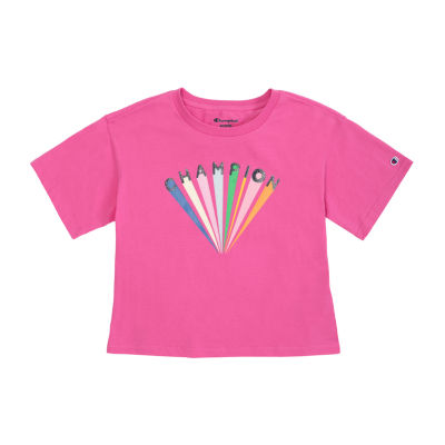 Champion Big Kid Girls Crew Neck Short Sleeve Boxy Fit Graphic T-Shirt