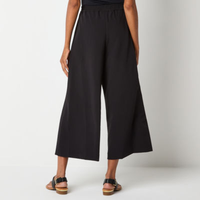 Liz Claiborne Womens Mid Rise Wide Leg Pull-On Pants