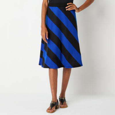 Liz Claiborne Womens Midi ALine Skirt, Color Blue Stripe JCPenney