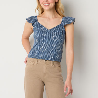 a.n.a Womens V Neck Short Sleeve Blouse