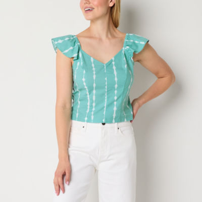 a.n.a Womens V Neck Short Sleeve Blouse