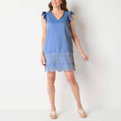 St. John's Bay Womens Short Sleeve Shift Dress