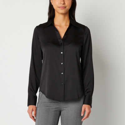 Worthington Tall Womens Long Sleeve Regular Fit Button-Down Shirt