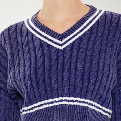 Forever 21 Juniors Womens V Neck Long Sleeve Pullover Sweater