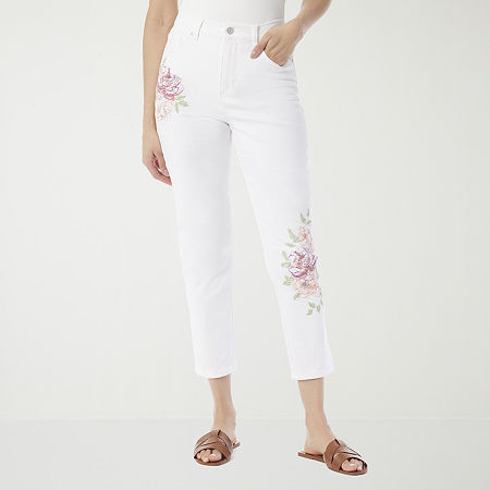 Gloria Vanderbilt Amanda Womens Embroidered Ankle Jean