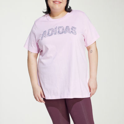 adidas Floral Linear Logo Graphic Tee (Plus Size)