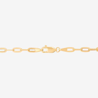Made in Italy Womens 10K Gold 7 Inch Hollow Paperclip Chain Bracelet