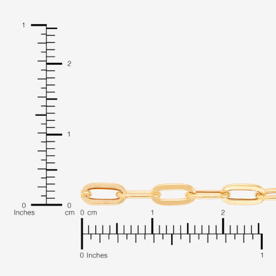 Made in Italy Womens 10K Gold 7 Inch Hollow Paperclip Chain Bracelet