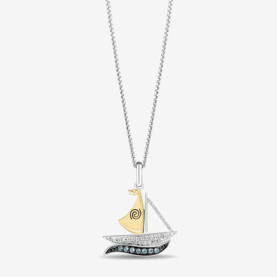 Enchanted Disney Fine Jewelry Womens Diamond Accent Genuine Blue Topaz 14K Gold Over Silver Sterling Silver Pendant Necklaces