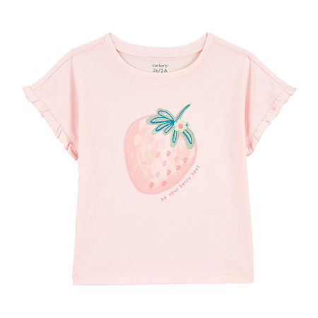Carter's Toddler Girls Round Neck Short Sleeve Graphic T-Shirt, 5t, Pink