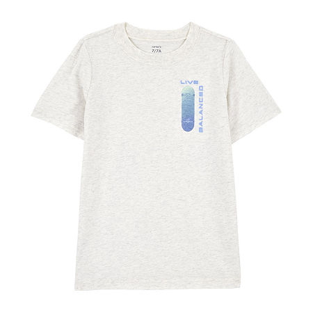 Carter's Little & Big Boys Crew Neck Short Sleeve Graphic T-Shirt, 14, Gray