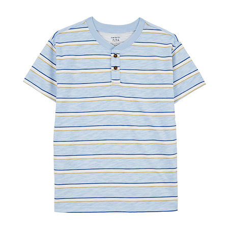 Carter's Little & Big Boys Short Sleeve Henley Shirt, 12, Blue