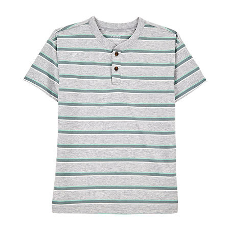 Carter's Little & Big Boys Short Sleeve Henley Shirt, 10, Gray