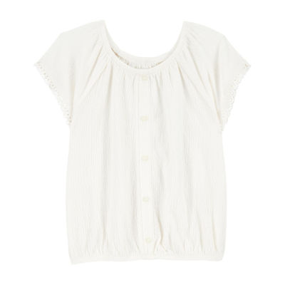 Carter's Little & Big Kid Girls Scoop Neck Short Sleeve Peasant Top