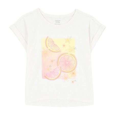 Carter's Little & Big Girls Scoop Neck Short Sleeve Graphic T-Shirt, 4, White