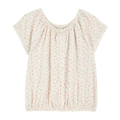 Carter's Little & Big Kid Girls Scoop Neck Short Sleeve Peasant Top