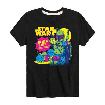 Disney Collection Little & Big Boys Crew Neck Short Sleeve Star Wars Graphic T-Shirt, Small, Black