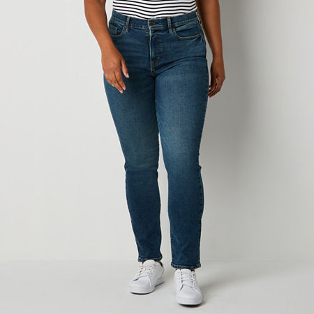 a.n.a Womens High Rise Straight Leg Jean, 20 Short, Blue