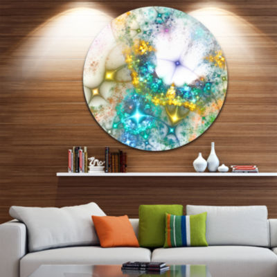 Design Art Blue Cosmic Black Hole. Abstract Art onRound Circle Metal