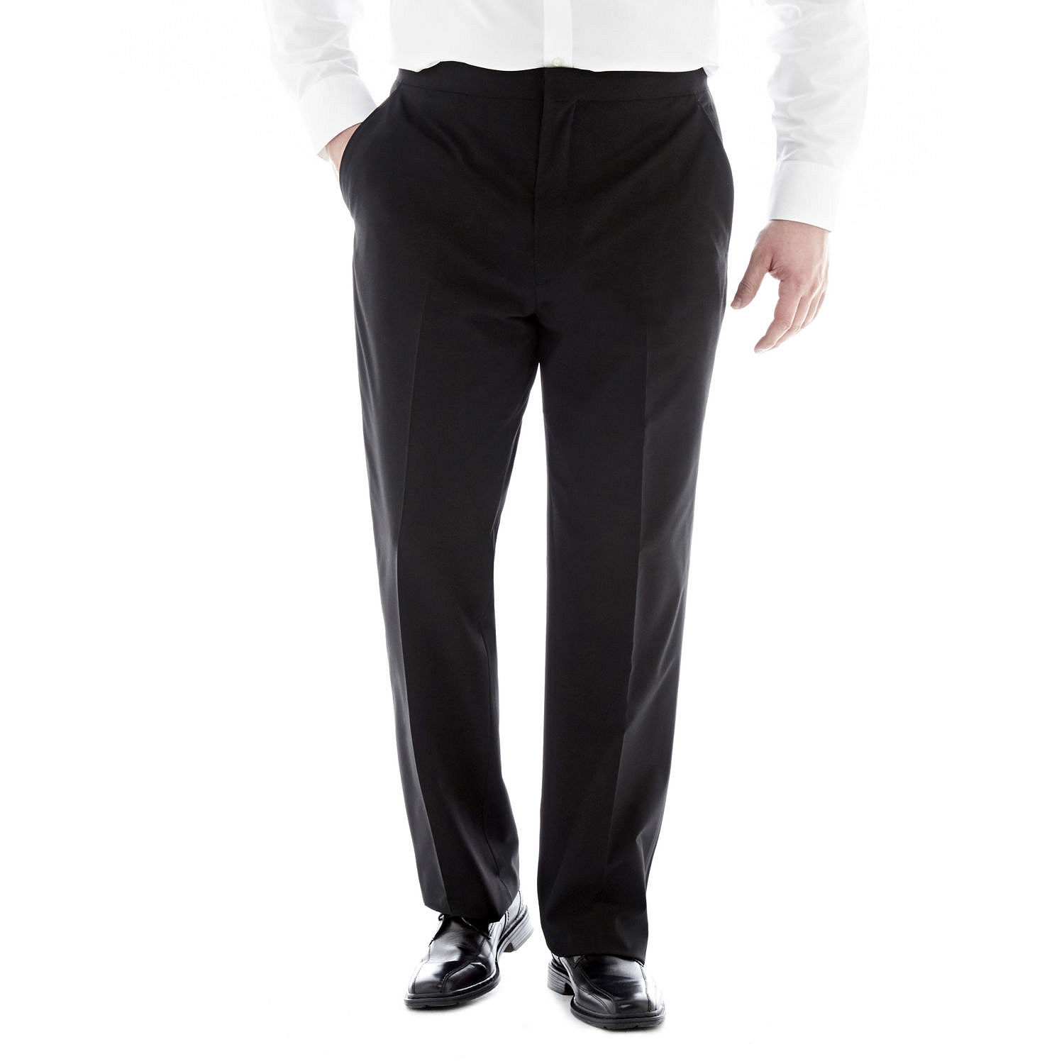 JF J. Ferrar® Flat–Front Tuxedo Pants–Big & Tall, Color: Black - JCPenney