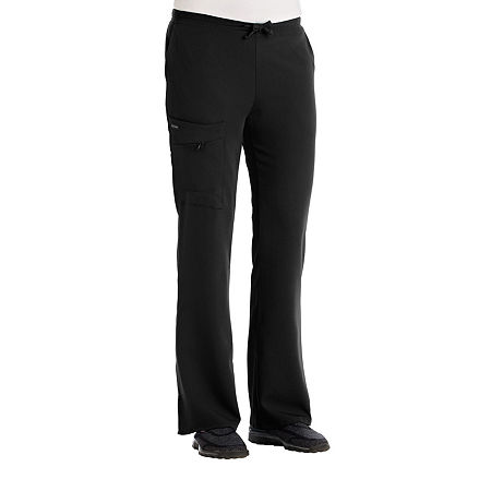 Jockey 2249 Tie-Waist 4-Pocket Womens Petite Scrub Pants, Petite Small, Black