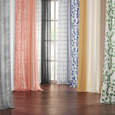 Fieldcrest Arden Windowpane Cotton Grommet Top Sheer Single Curtain Panel