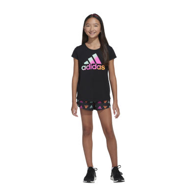 adidas Big Girls Mid Rise Adjustable Waist Running Short