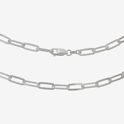 Made in Italy Womens Inch Sterling Silver Link Necklace Paperclip