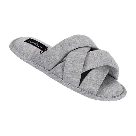  -Cuddl Duds Jersey Woven Band Slide Womens Slip-On Slippers