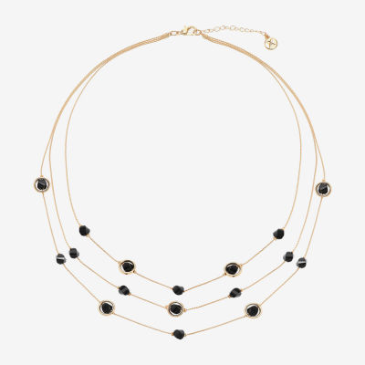 Mixit Black & Gold Tone 3 Row Womens 22 Inch Strand Necklace