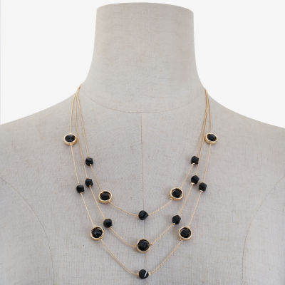 Mixit Black & Gold Tone 3 Row Womens 22 Inch Strand Necklace