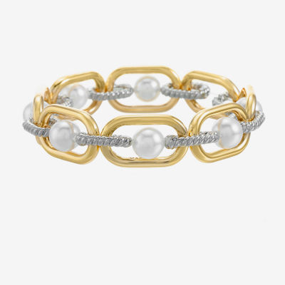 Monet Jewelry Simulated Pearl Casted Stretch Bracelet
