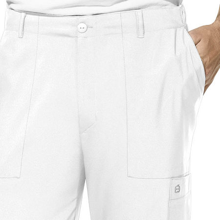 Wink W123 Flat Front Cargo Pocket Mens Moisture Wicking Wrinkle Resistant Quick Dry Scrub Pants, X-small, White