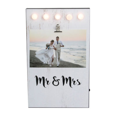 Northlight 4" X 6" Led Mr & Mrs Frame With Photo Clip