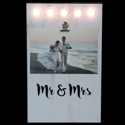 Northlight 4" X 6" Led Mr & Mrs Frame With Photo Clip