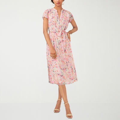 MSK Short Sleeve Midi Shirt Dress