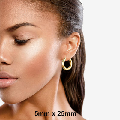 14K Gold 5mm x 25 - 40mm Hoop Earrings