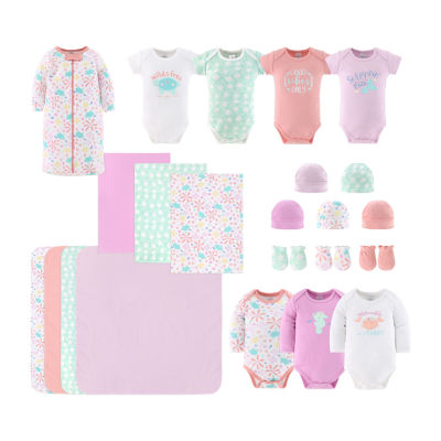 The Peanutshell Ocean Flower 0-3m Baby Girls 23-pc. Baby Clothing Set
