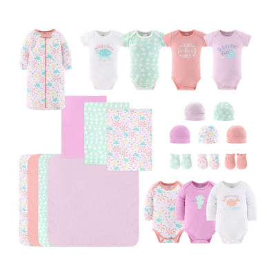 The Peanutshell 0-3m Ocean Flower Baby Girls 23-pc. Baby Clothing Set