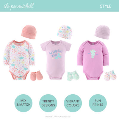 The Peanutshell 0-3m Ocean Flower Baby Girls 23-pc. Baby Clothing Set