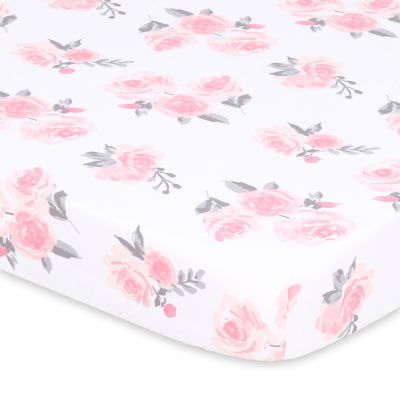 The Peanutshell Pink Roses 3-pc. Playard Sheet