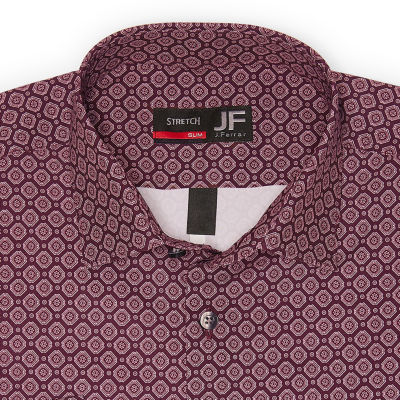 J. Ferrar 360 Stretch Performance Medallion Print Mens Slim Fit Fabric Long Sleeve Dress Shirt