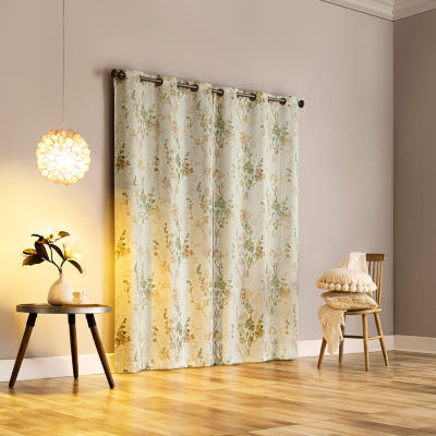 Sun Zero Percy Lenia Print Energy Saving 100% Blackout Grommet Top Single Curtain Panel