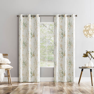 Sun Zero Percy Lenia Print Energy Saving 100% Blackout Grommet Top Single Curtain Panel